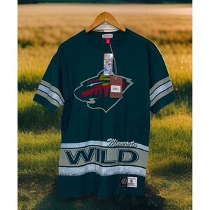 Mitchell & Ness Tee Shirt Men‎ S Green Minnesota Wild Hockey